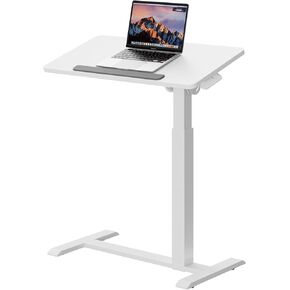 Adjustable Overbed Bedside Table - Mobile Standing Desk Portable Rolling Computer Cart Movable Folding End Table for Laptop Bed Sofa Side Table Hospital Home Use(15.8" W x 31.5" D, Black)