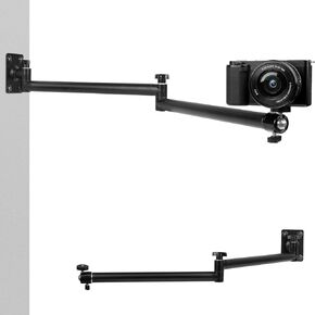 Wall Articulating Camera Mount with 1/4"-20 Threaded Compatible with DSLR/Security/Webcam/Action/LED Light/CCTV POV Camcorder Cameras,Adjustable Aluminium Alloy Arm Metal Base