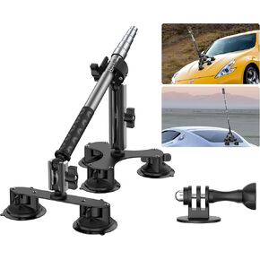 Suction Car Mount for Action Camera with 59"Lockable Invisible Selfie Stick Compatible with Insta 360 x4/x3/x2 Gopro Max 360 Upgrade 5 Suction Cups in 1 Mount Kit