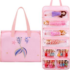 JIANYA Dolls Storage Bag Toys Display Carrying Storage Organizer Clear View Compatible with All Surprise Dolls Small Toy, Unicorn Pink