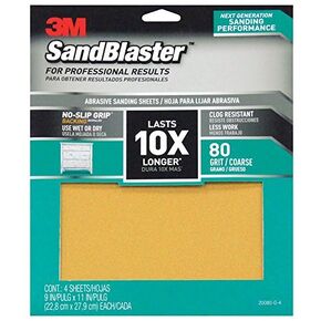 3M SandBlaster 11 in. L x 9 in. W 80 Grit Coarse Ceramic Sandpaper 4 pk