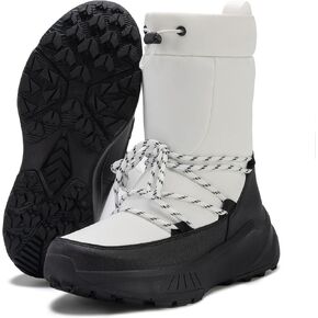 EARLDE Women's Winter Snow Boots Waterproof Mid Calf Booties Fur Lined Warm Anti Slip Ladies Size 9 Hiking Outdoor Sneakers Cold Weather Lightweight Shoes Lace Up High Top White 40