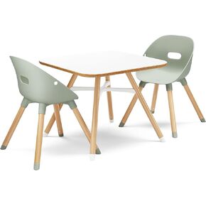 Lalo The Play Kit, Kids Table and Chairs Set with Sustainably Sourced Wood Kids Table & Set of 2 Non-Toxic Bucket Seat Kids Chairs - Safe and Comfortable - Coconut/Coconut
