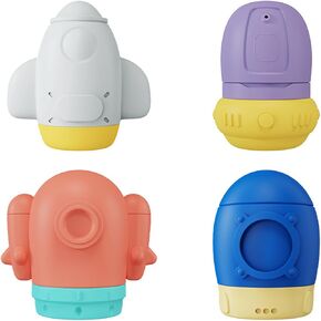 4Pack Baby Bath Toys, Squeezable Water Spray Bath Toys, Safe and Mold-Free Toddler Bath Toys, Soft Silicone Bathtub Toys for Babies 6 Months+