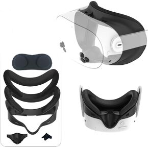 (6 in 1) Orzero Face Cover Pad Facial Interface Compatible with Quest 3s, Upgraded Ergonomics Air-Circulation Replacement Set Accessories with ICY Silky Breathable Sponge Pad