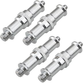 4PCS 1/4 to 3/8 inch Male Convertor Threaded Screw Tripod Adapter Metal Male Convertor Threaded Screw Adapter Spigot Stud for Studio Light Stand, Flash Holder, Studio Light Stand, Ball Head