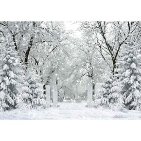 7x5FT White Winter Forest Scene Photography Backdrop Wonderland Snowflake Landscape Background for Christmas Xmax Family Holiday Party Decorations Supplies Banner Picture Photo Studio Props