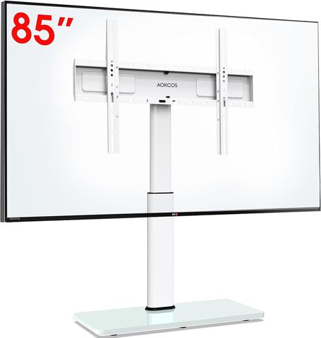 Universal Swivel TV Stand Table Top Stand for 43 to 85 inch TVs 50 Degree Swivel, 8 Level Height Adjustable with Tilting, Heavy Duty Tempered Glass Base, Holds up 132lbs, MAX VESA 400x600mm in Saudi Arabia