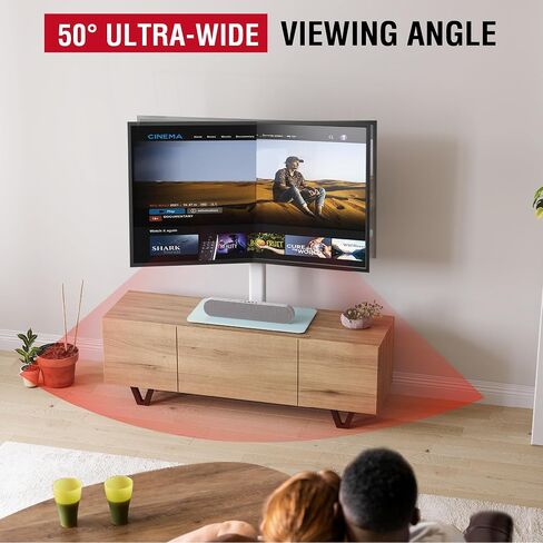Universal Swivel TV Stand Table Top Stand for 43 to 85 inch TVs 50 Degree Swivel, 8 Level Height Adjustable with Tilting, Heavy Duty Tempered Glass Base, Holds up 132lbs, MAX VESA 400x600mm in Saudi Arabia