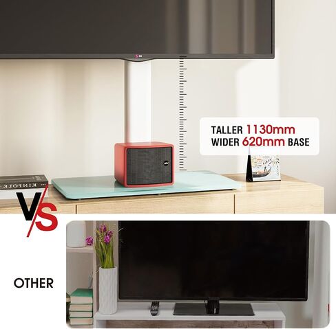 Universal Swivel TV Stand Table Top Stand for 43 to 85 inch TVs 50 Degree Swivel, 8 Level Height Adjustable with Tilting, Heavy Duty Tempered Glass Base, Holds up 132lbs, MAX VESA 400x600mm in Saudi Arabia