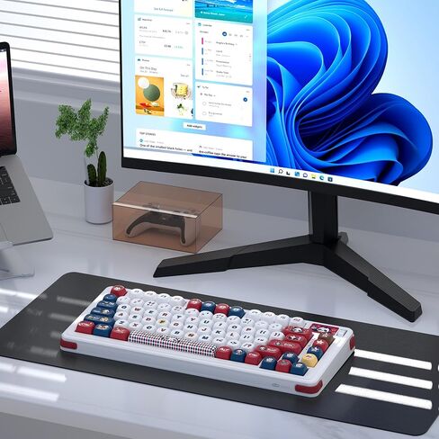 لوحة مفاتيح ميكانيكية كريمية لاسلكية MageGee AIR75، هيكل حشية، 2.4G/USB-C/BT5.0 لوحة مفاتيح مخصصة قابلة للتبديل السريع، لوحة مفاتيح ألعاب بإضاءة خلفية RGB للكمبيوتر الشخصي/Win/Mac، مفتاح خطي باللون الأبيض العاجي، أغطية مفاتيح PBT in Saudi Arabia