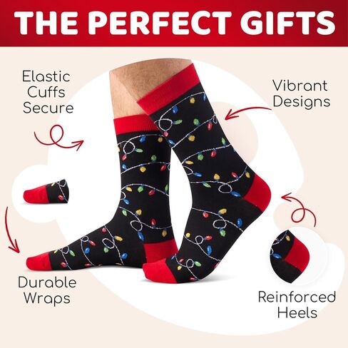 HAPPYPOP Christmas Gifts Stocking Socks For Men Women - Secret Santa Socks Christmas Socks 4 Pack in Saudi Arabia