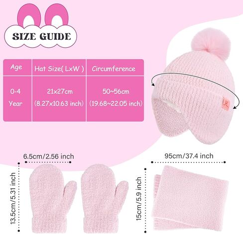 Toddler Kids Winter Hats Mittens Gloves Scarf Warm Ear Flaps Baby Beanie for 0-6 12 Months 1 2 3 4 Year Old Girls Boys Gifts in Saudi Arabia