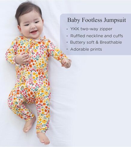 Bamboo Viscose Baby Girl Romper Long Sleeve Zipper Footless Baby Jumpsuit in Saudi Arabia