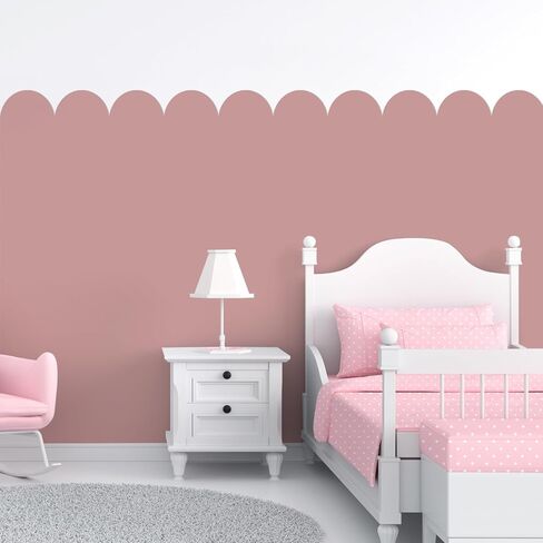 Pink Scalloped Wallpaper 79 x 51inch Large Scalloped Edge Wall Decal Girls Pink Wallpaper for Bedroom Boho Arch Vinyl Peel and Stick Wall Decals for Nursery Room Decor Classroom Wall Decor in Saudi Arabia