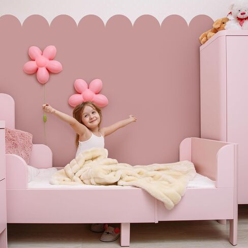 Pink Scalloped Wallpaper 79 x 51inch Large Scalloped Edge Wall Decal Girls Pink Wallpaper for Bedroom Boho Arch Vinyl Peel and Stick Wall Decals for Nursery Room Decor Classroom Wall Decor in Saudi Arabia