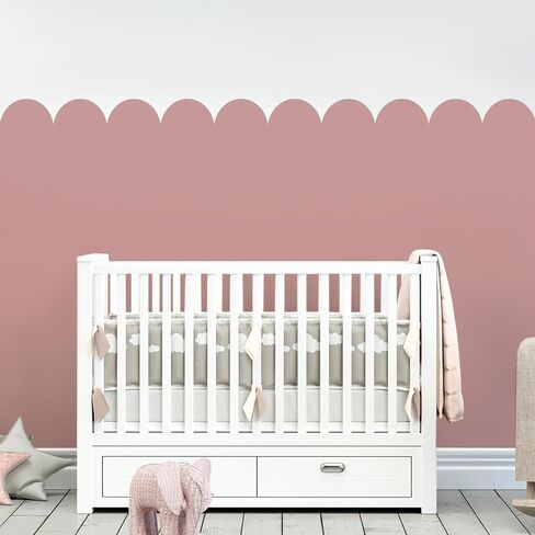 Pink Scalloped Wallpaper 79 x 51inch Large Scalloped Edge Wall Decal Girls Pink Wallpaper for Bedroom Boho Arch Vinyl Peel and Stick Wall Decals for Nursery Room Decor Classroom Wall Decor in Saudi Arabia