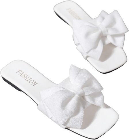 Verdusa Women's Bow Slide Sandals Open Toe Slip On Summer Flat Sandals in Saudi Arabia