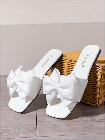 Verdusa Women's Bow Slide Sandals Open Toe Slip On Summer Flat Sandals in Saudi Arabia