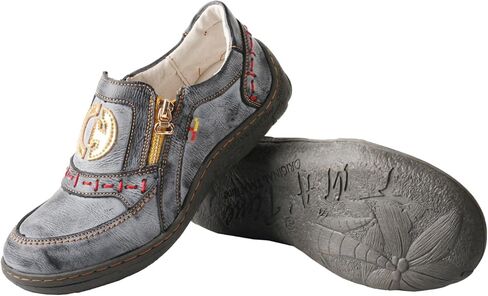 TMA EYES Women's Non-Slip Leather Casual Slip On Comfort Walking Flat Shoes in Kuwait