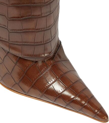 THESHY Women's Pointed Toe Leather Knee High Boots Stiletto High Heel Fold Over Boot Pull-on Shoes in Saudi Arabia