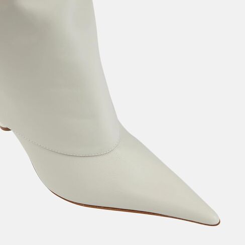 THESHY Women's Pointed Toe Leather Knee High Boots Stiletto High Heel Fold Over Boot Pull-on Shoes in Saudi Arabia