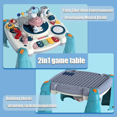 Toddler 2 in 1 Activity Table Center, Building Table for Kids, Early Learning Musical Toys for Infant, 6 to 12-36 Months Boys Girls Gifts, Universe Discovering Projection Busy Board Toy Red in Saudi Arabia