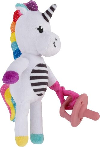 Sassy Baby Ulbright Unicorn White and Rainbow Stripe Mane and Tail Plush Pacifier Buddy in Saudi Arabia