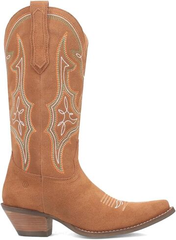 Dingo Womens Hot Sauce Embroidered Snip Toe Casual Boots Mid Calf Low Heel 1-2" - Brown in Saudi Arabia
