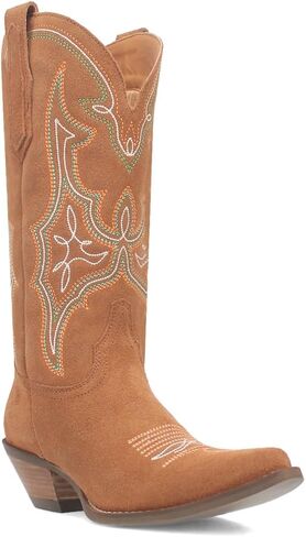 Dingo Womens Hot Sauce Embroidered Snip Toe Casual Boots Mid Calf Low Heel 1-2" - Brown in Saudi Arabia