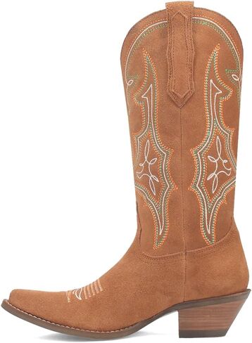 Dingo Womens Hot Sauce Embroidered Snip Toe Casual Boots Mid Calf Low Heel 1-2" - Brown in Saudi Arabia