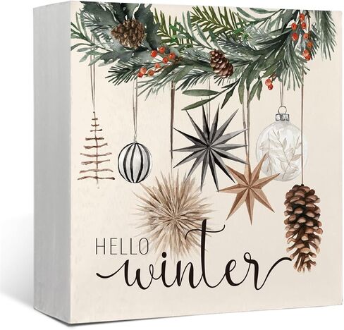 Christmas Decor，All Booked for Christmas Wooden Box Signs，Christmas Book Tree Wooden Plaque，Christmas Decorations，Christmas Decor for Home,Table Desk Shelf Christmas Gifts for Book Lover 5x5 in Kuwait