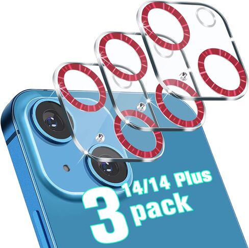 3 Pack Ouyetu Designed for iPhone 14 Plus Camera Lens tector Glass, Designed for iPhone 14 Glass Camera Lens tector, 9H Tempered Glass, Night Shooting Mode, Case Friendly, High Definition in Saudi Arabia