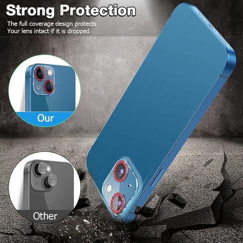 3 Pack Ouyetu Designed for iPhone 14 Plus Camera Lens tector Glass, Designed for iPhone 14 Glass Camera Lens tector, 9H Tempered Glass, Night Shooting Mode, Case Friendly, High Definition in Saudi Arabia