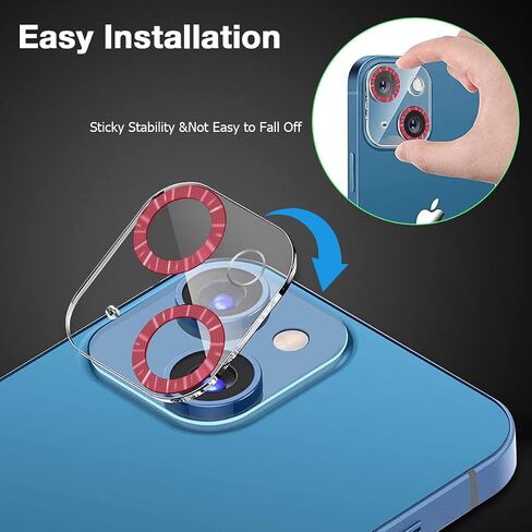3 Pack Ouyetu Designed for iPhone 14 Plus Camera Lens tector Glass, Designed for iPhone 14 Glass Camera Lens tector, 9H Tempered Glass, Night Shooting Mode, Case Friendly, High Definition in Saudi Arabia