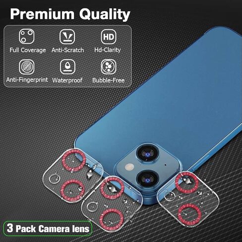 3 Pack Ouyetu Designed for iPhone 14 Plus Camera Lens tector Glass, Designed for iPhone 14 Glass Camera Lens tector, 9H Tempered Glass, Night Shooting Mode, Case Friendly, High Definition in Saudi Arabia