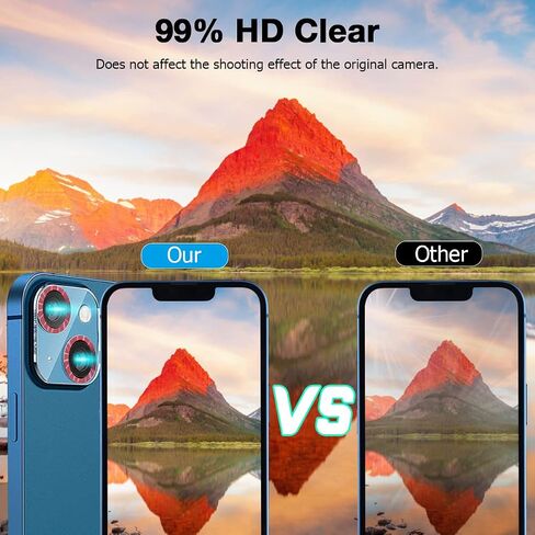 3 Pack Ouyetu Designed for iPhone 14 Plus Camera Lens tector Glass, Designed for iPhone 14 Glass Camera Lens tector, 9H Tempered Glass, Night Shooting Mode, Case Friendly, High Definition in Saudi Arabia