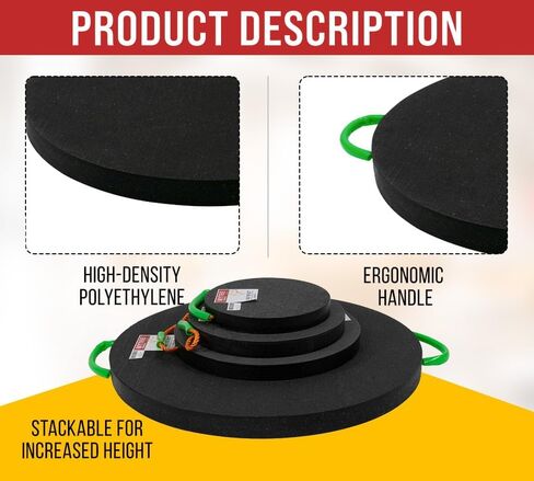 Mytee Products (4 Pack) Round Outrigger Pad 15" Diameter, 1.5" Thick, 50,000 lbs WLL, RV Pads, Lightweight, Stackable, Waterproof, Unbreakable, Ergonomic Handle in Saudi Arabia