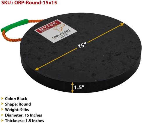 Mytee Products (4 Pack) Round Outrigger Pad 15" Diameter, 1.5" Thick, 50,000 lbs WLL, RV Pads, Lightweight, Stackable, Waterproof, Unbreakable, Ergonomic Handle in Saudi Arabia