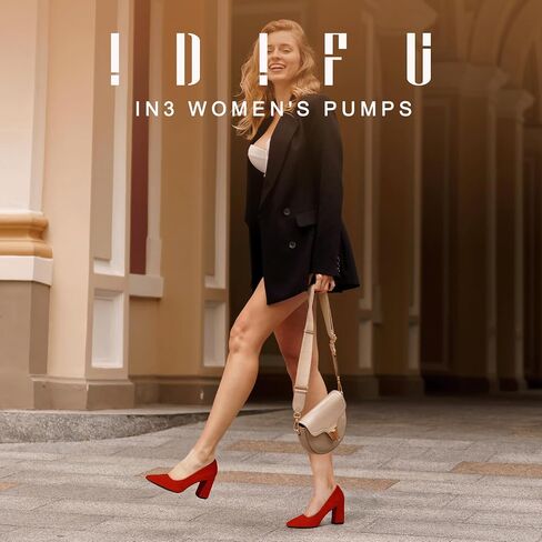 IDIFU IN3 Closed Toe Heels for Women High Heels Women's Pumps Chunky Block Heels Pointed Toe Dress Shoes for Women Dressy Wedding Bride Bridal Prom Work Office Comfortable Thick Heels Pumps Shoes in Saudi Arabia