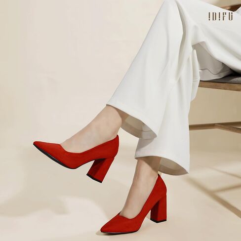 IDIFU IN3 Closed Toe Heels for Women High Heels Women's Pumps Chunky Block Heels Pointed Toe Dress Shoes for Women Dressy Wedding Bride Bridal Prom Work Office Comfortable Thick Heels Pumps Shoes in Saudi Arabia