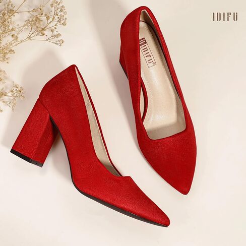 IDIFU IN3 Closed Toe Heels for Women High Heels Women's Pumps Chunky Block Heels Pointed Toe Dress Shoes for Women Dressy Wedding Bride Bridal Prom Work Office Comfortable Thick Heels Pumps Shoes in Saudi Arabia