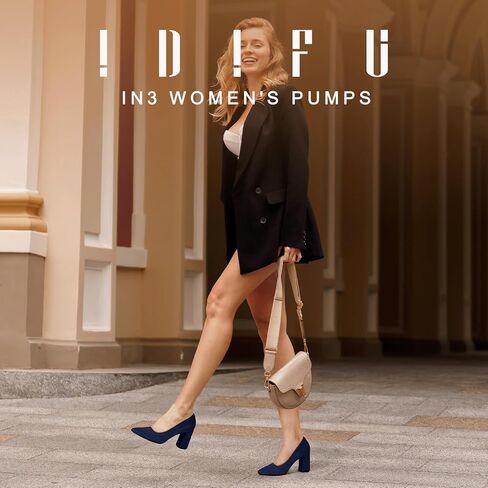 IDIFU IN3 Closed Toe Heels for Women High Heels Women's Pumps Chunky Block Heels Pointed Toe Dress Shoes for Women Dressy Wedding Bride Bridal Prom Work Office Comfortable Thick Heels Pumps Shoes in Saudi Arabia
