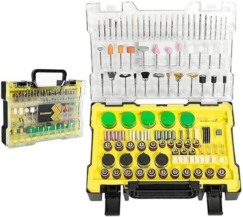 Rotary Tool Accessories Kit with Carrying Case for Cutting, Drilling, Grinding, Carving, Sanding, Sharpening and Polishing Description in Saudi Arabia