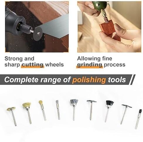 Rotary Tool Accessories Kit with Carrying Case for Cutting, Drilling, Grinding, Carving, Sanding, Sharpening and Polishing Description in Saudi Arabia