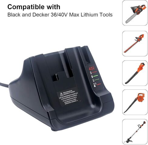 استبدال Lasica لشاحن بطارية بلاك اند ديكر 40 فولت LCS40، متوافق مع بطاريات بلاك اند ديكر 36 فولت أو 40 فولت ماكس LBX2040 LBXR36 LST540 LCS1240 LCS36 40 فولت ماكس شاحن بطارية أداة الطاقة in Kuwait