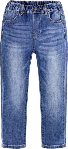 KIDSCOOL SPACE Big Girls Jeans, 5-14T Simple Design Boys Ribbed Waist Denim Pants in Kuwait