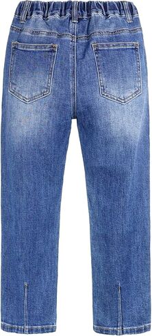 KIDSCOOL SPACE Big Girls Jeans, 5-14T Simple Design Boys Ribbed Waist Denim Pants in Kuwait