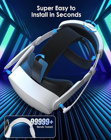 حزام رأس بطارية VR لحزام Meta Quest 3S Elite مع حزمة بطارية شحن سريع 8000 مللي أمبير في الساعة حزام متوازن لملحقات Quest 3S in Kuwait