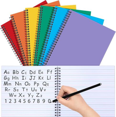 2 Pcs Primary Composition Notebook Spiral K-2 Writing Workbook Wide Ruled Paper Primary Journal 100 Sheets 9.8" x 7.5" Kindergarten Preschool Handwriting Notebook for Kids in Kuwait